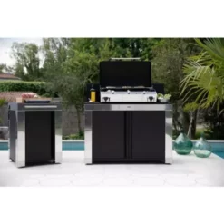 Meuble De Cuisine Inox Et Acier Galvanisé Noir FELIX 120 X 60 - ENO -Barbecue Soldes Magasin meuble de cuisine ferme inox et acier galvanise noir felix 1