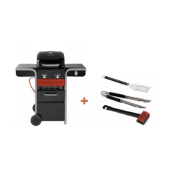 Pack + Barbecue Hybride Gaz & Charbon Gas2Coal 2.0 2 Brûleurs + Set D'ustensiles